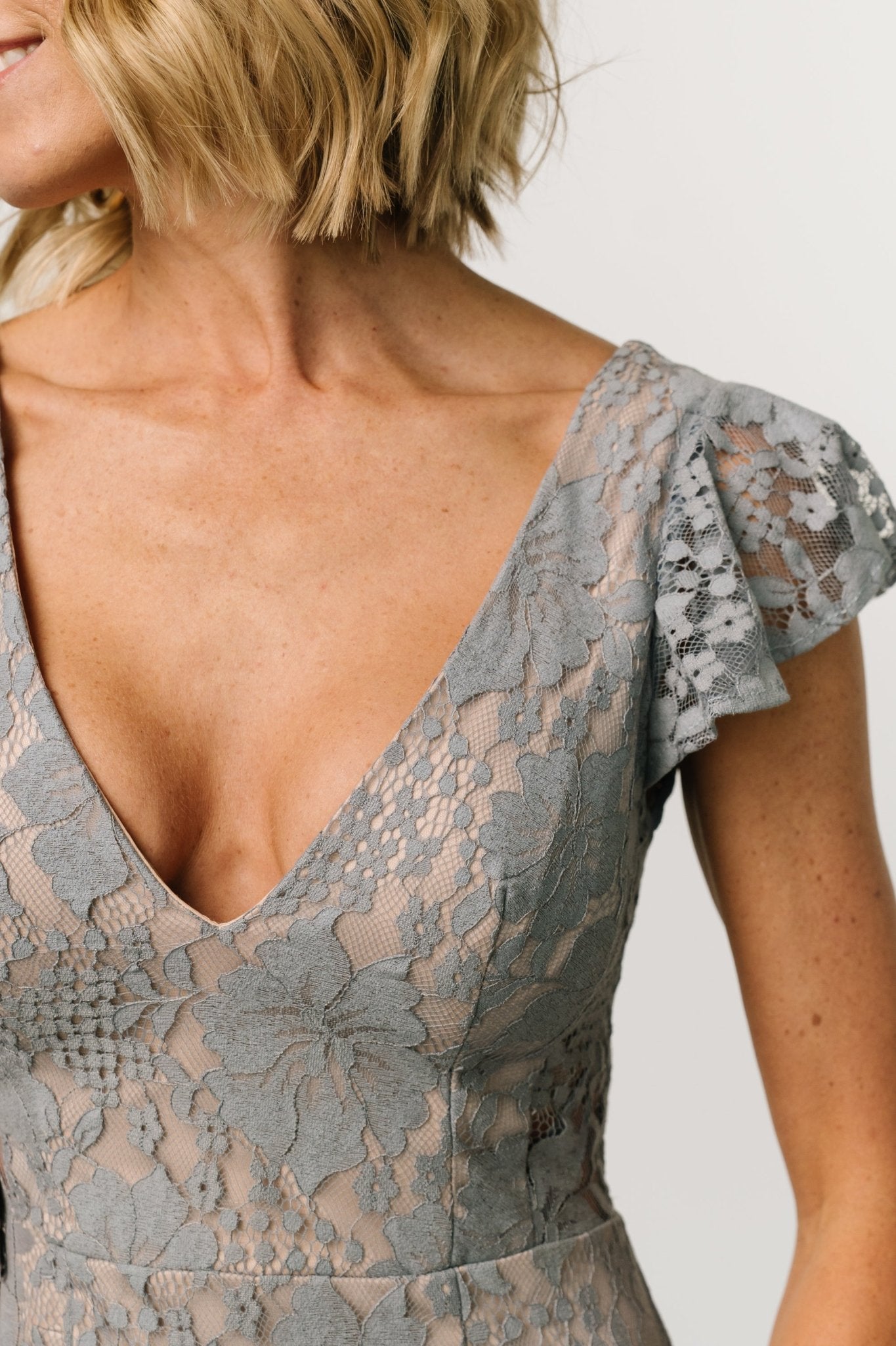 Kimber Lace Dress | Dusty Slate - Baltic Born