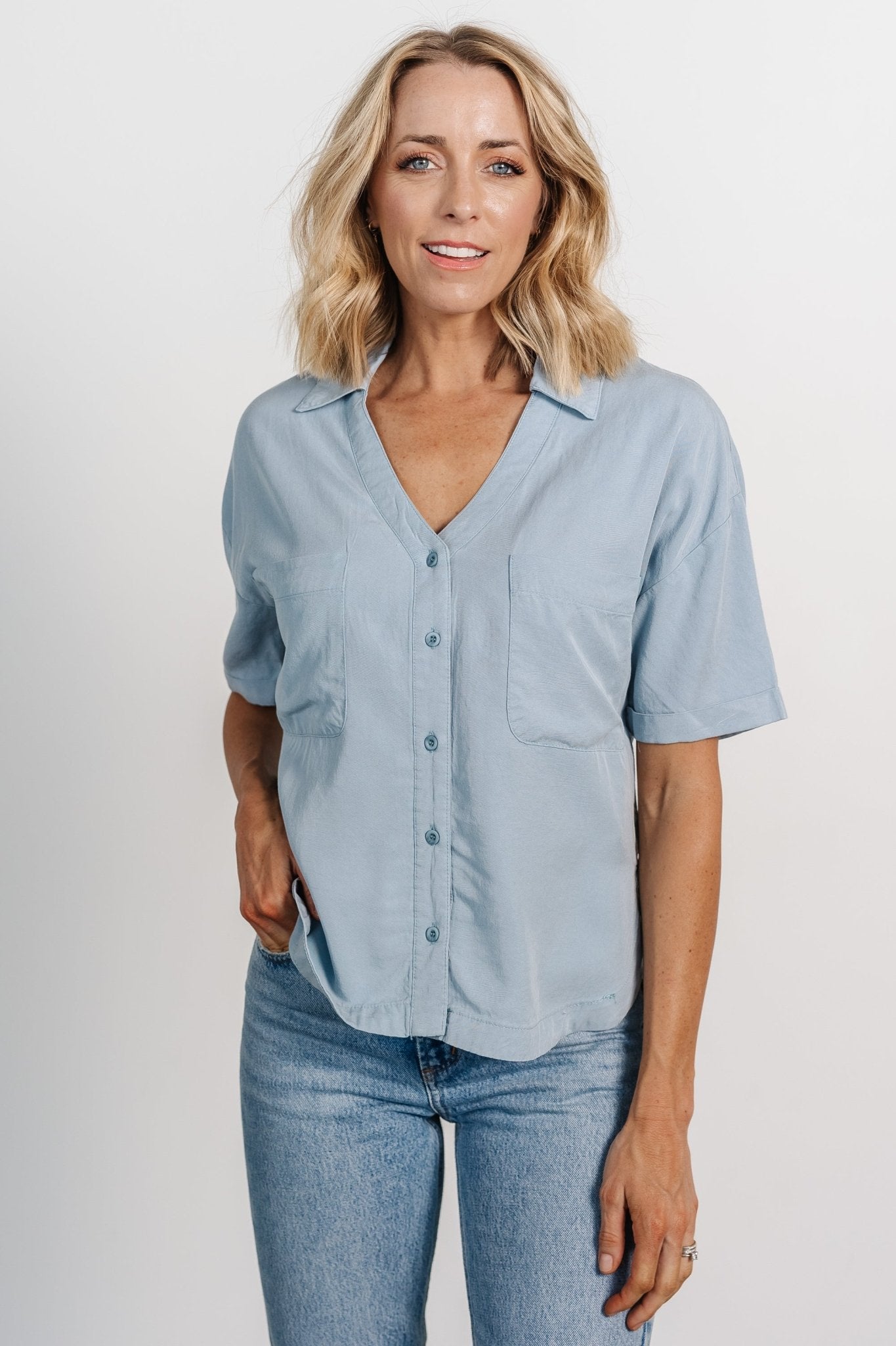 Kinsley Button Top | Light Denim - Baltic Born