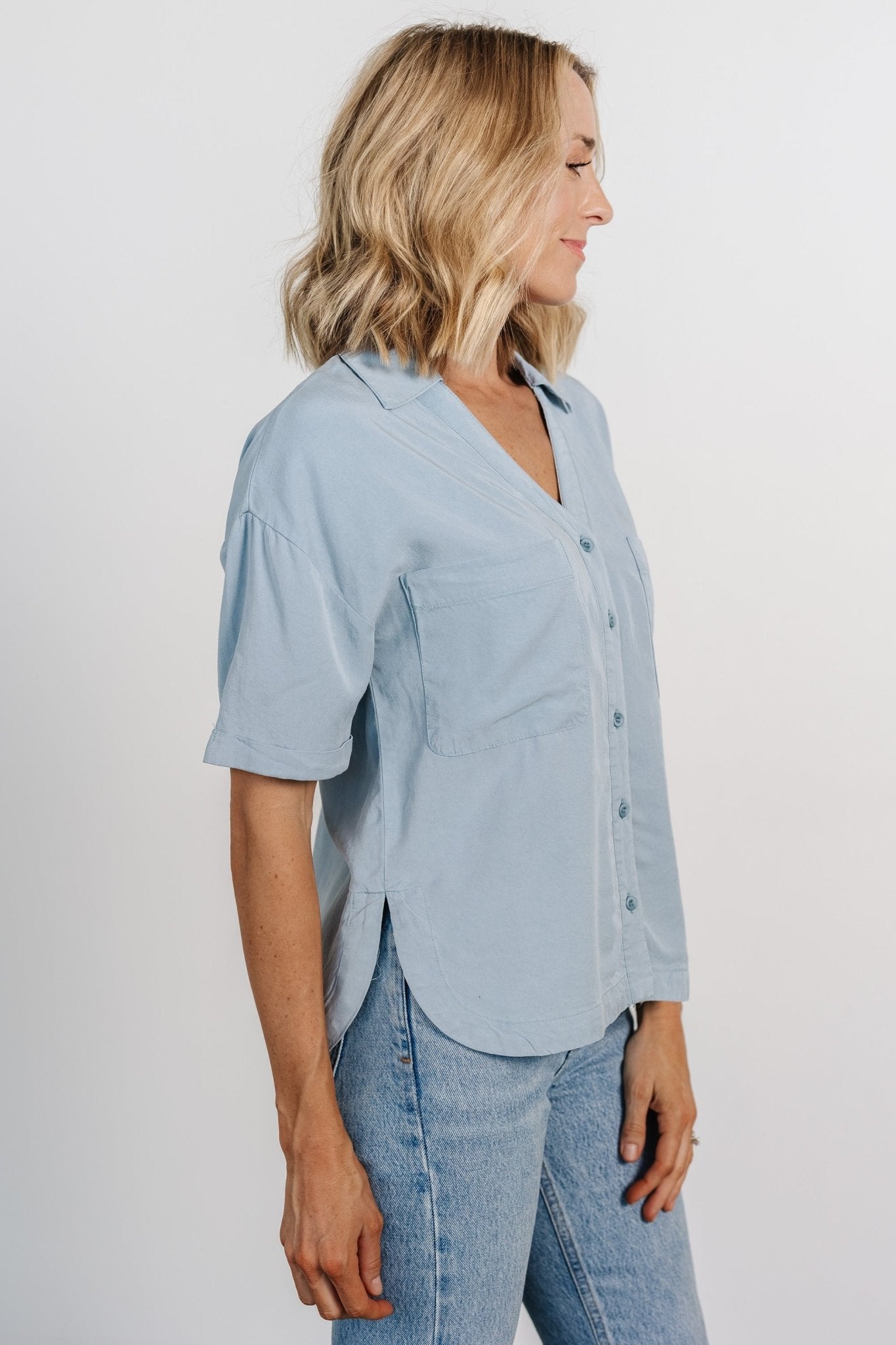 Kinsley Button Top | Light Denim - Baltic Born