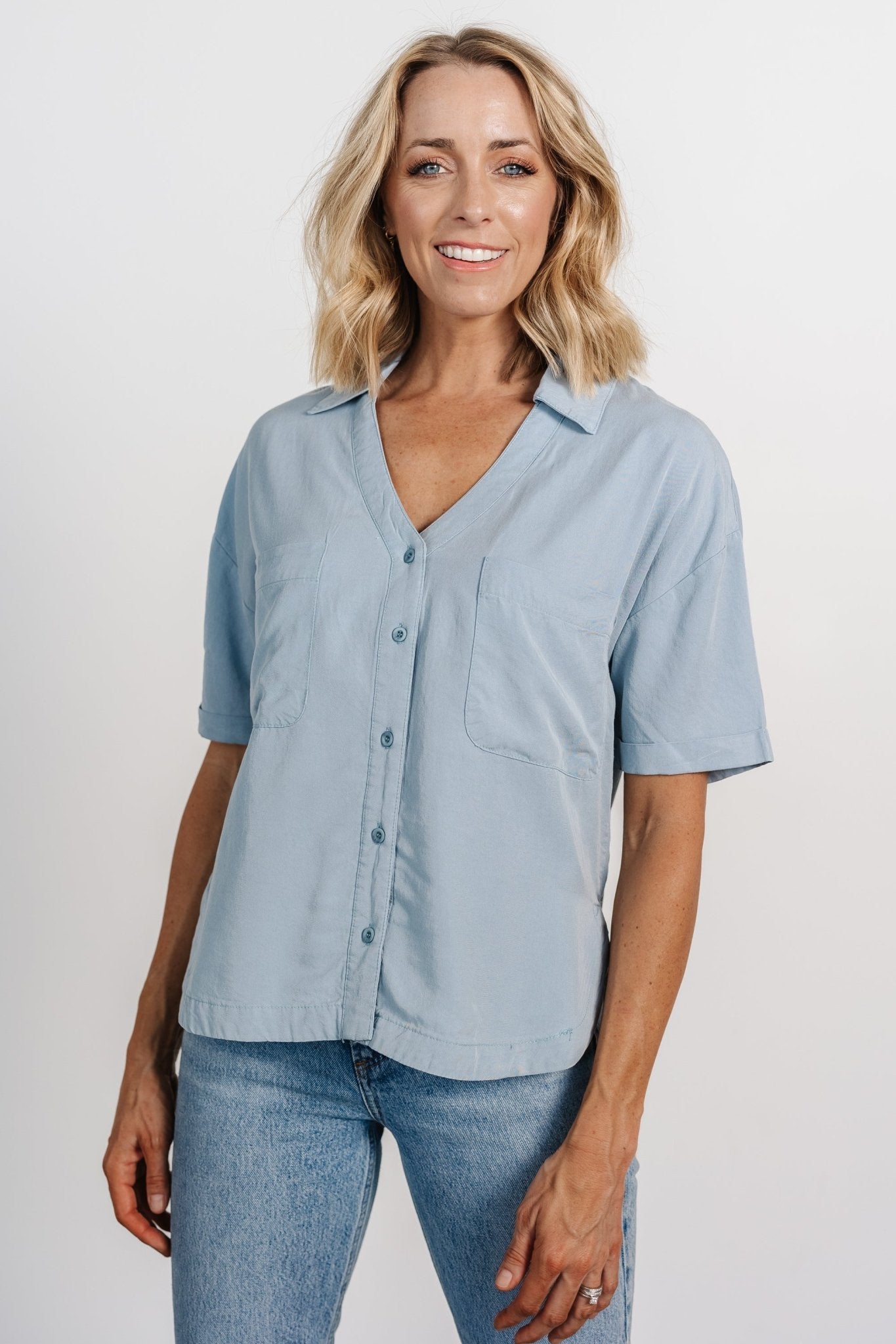 Kinsley Button Top | Light Denim - Baltic Born