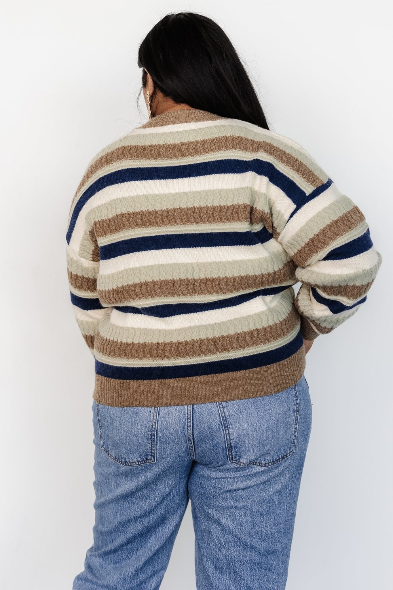 Kira Striped Sweater | Navy + Sage Multi - Baltic Born