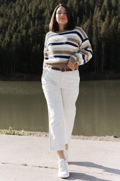 Kira Striped Sweater | Navy + Sage Multi - Baltic Born