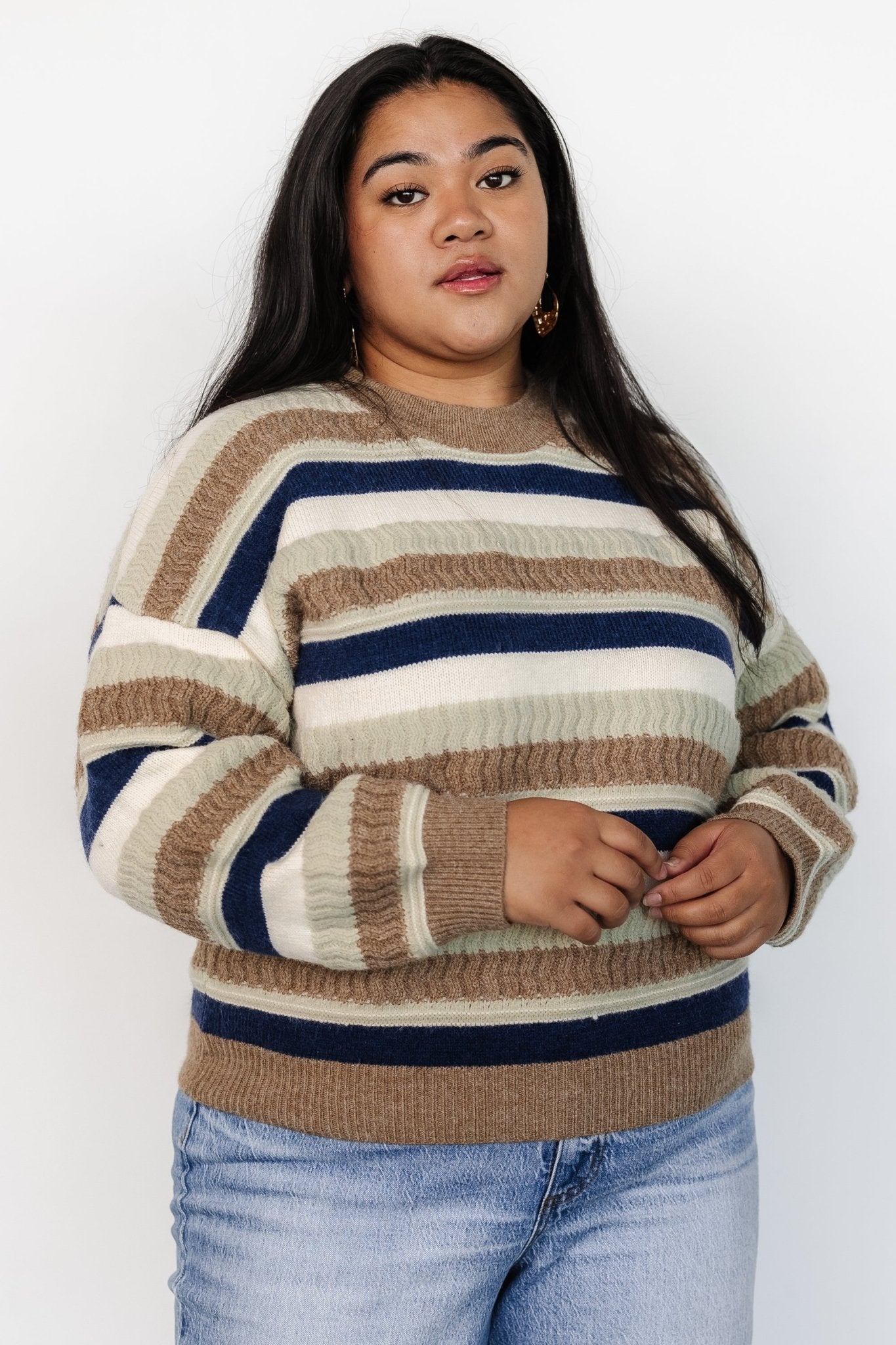 Kira Striped Sweater | Navy + Sage Multi - Baltic Born