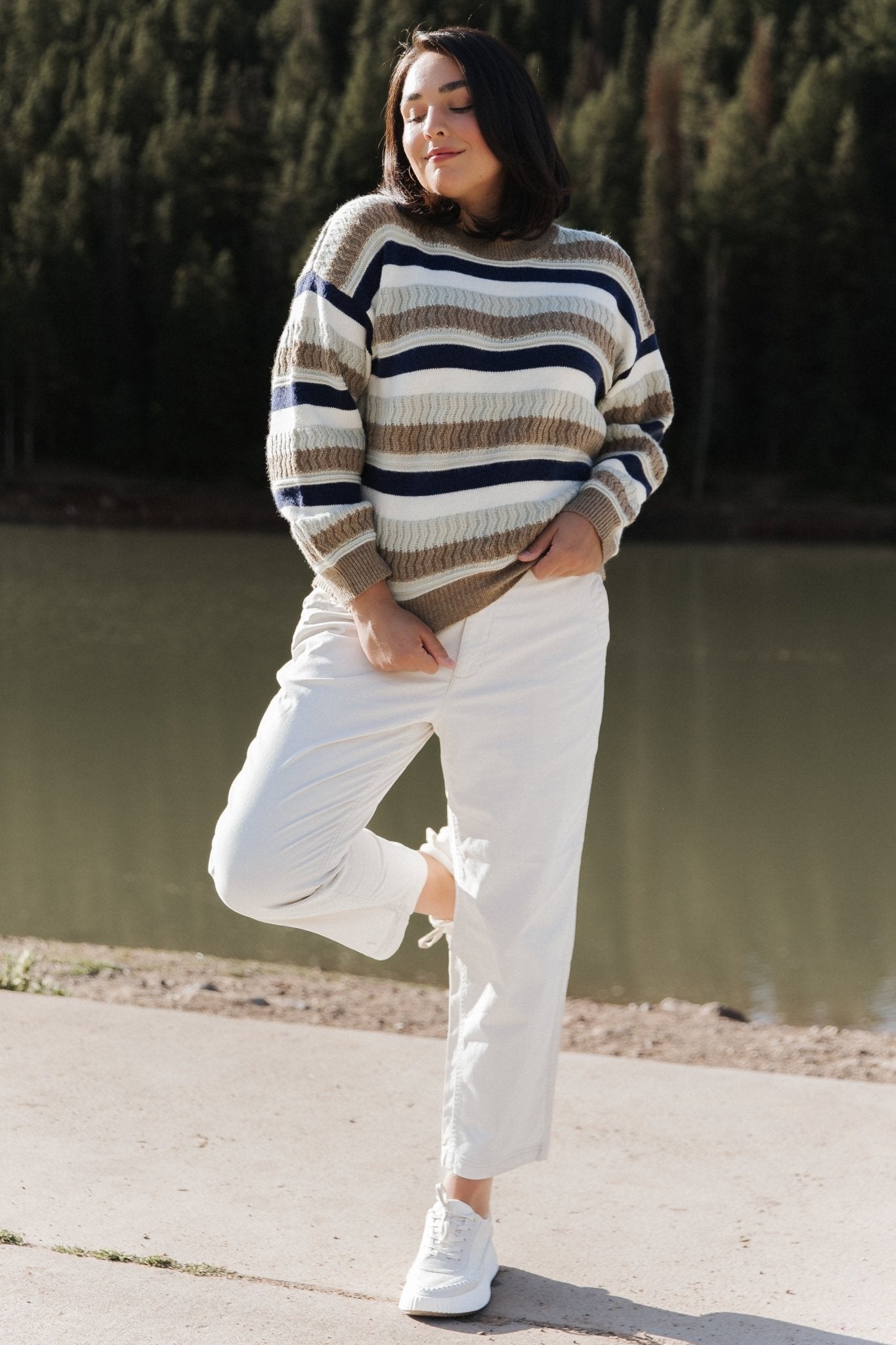 Kira Striped Sweater | Navy + Sage Multi - Baltic Born