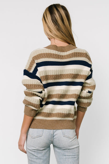 Kira Striped Sweater | Navy + Sage Multi - Baltic Born