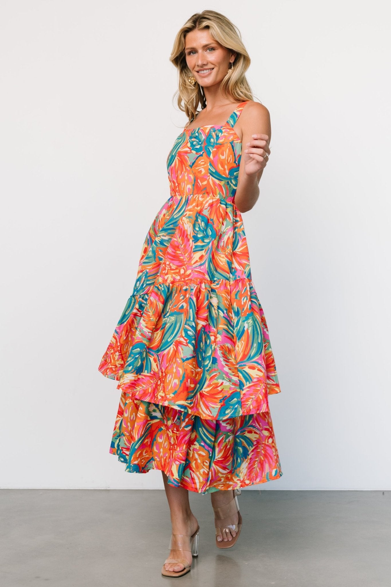 Kitts Tiered Dress | Tropical Print - Baltic Born