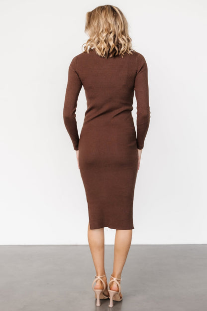 Knightsbridge Ribbed Sweater Midi Dress | Brown - Baltic Born