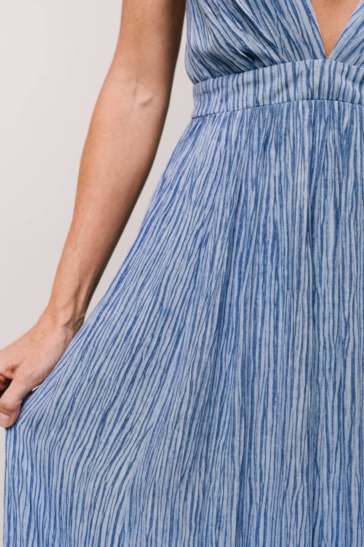 Korley Maxi Dress — Blue Stripe Plunge V-Neck