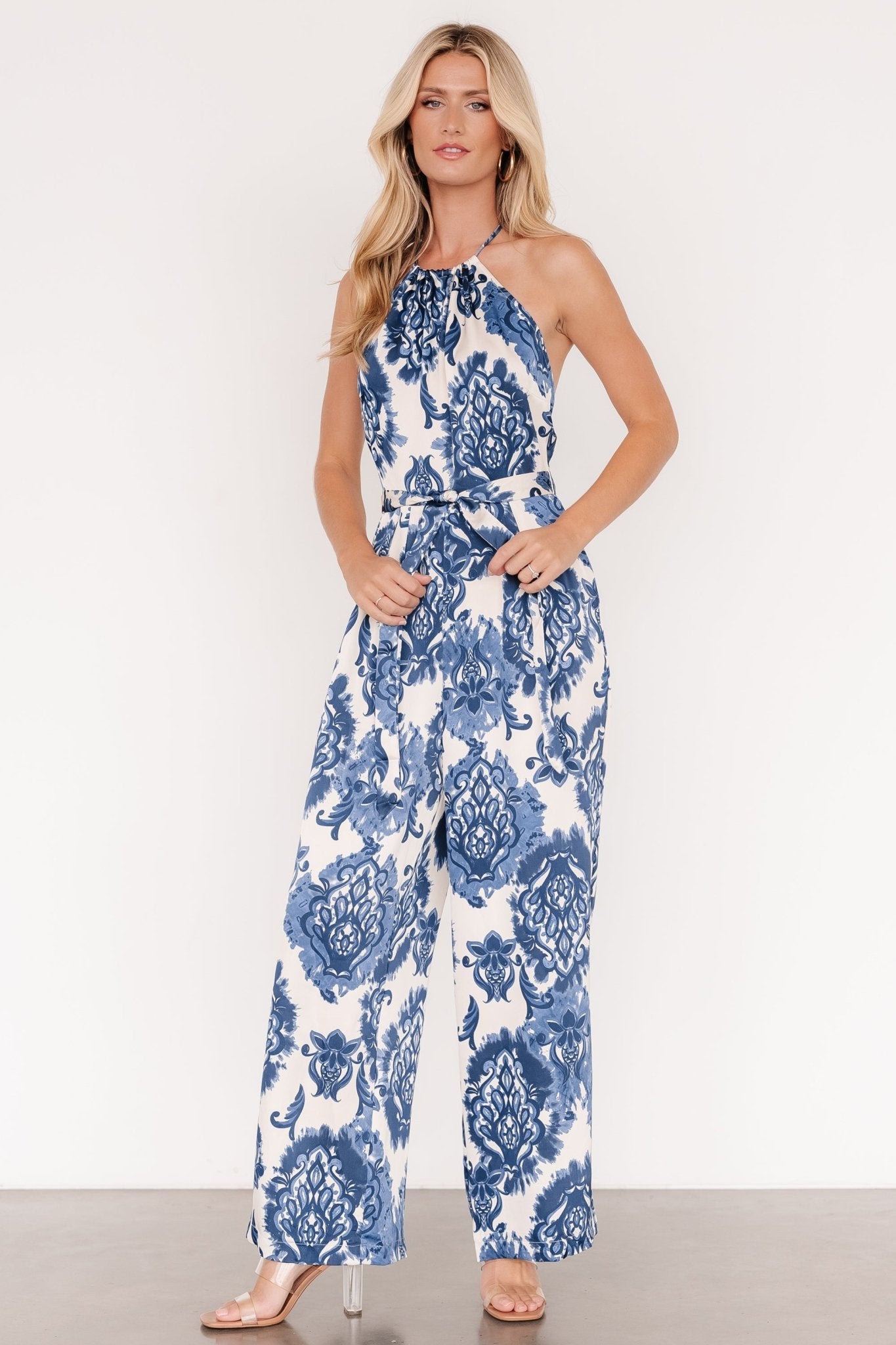 Korra Satin Jumpsuit | Blue Print - Baltic Born