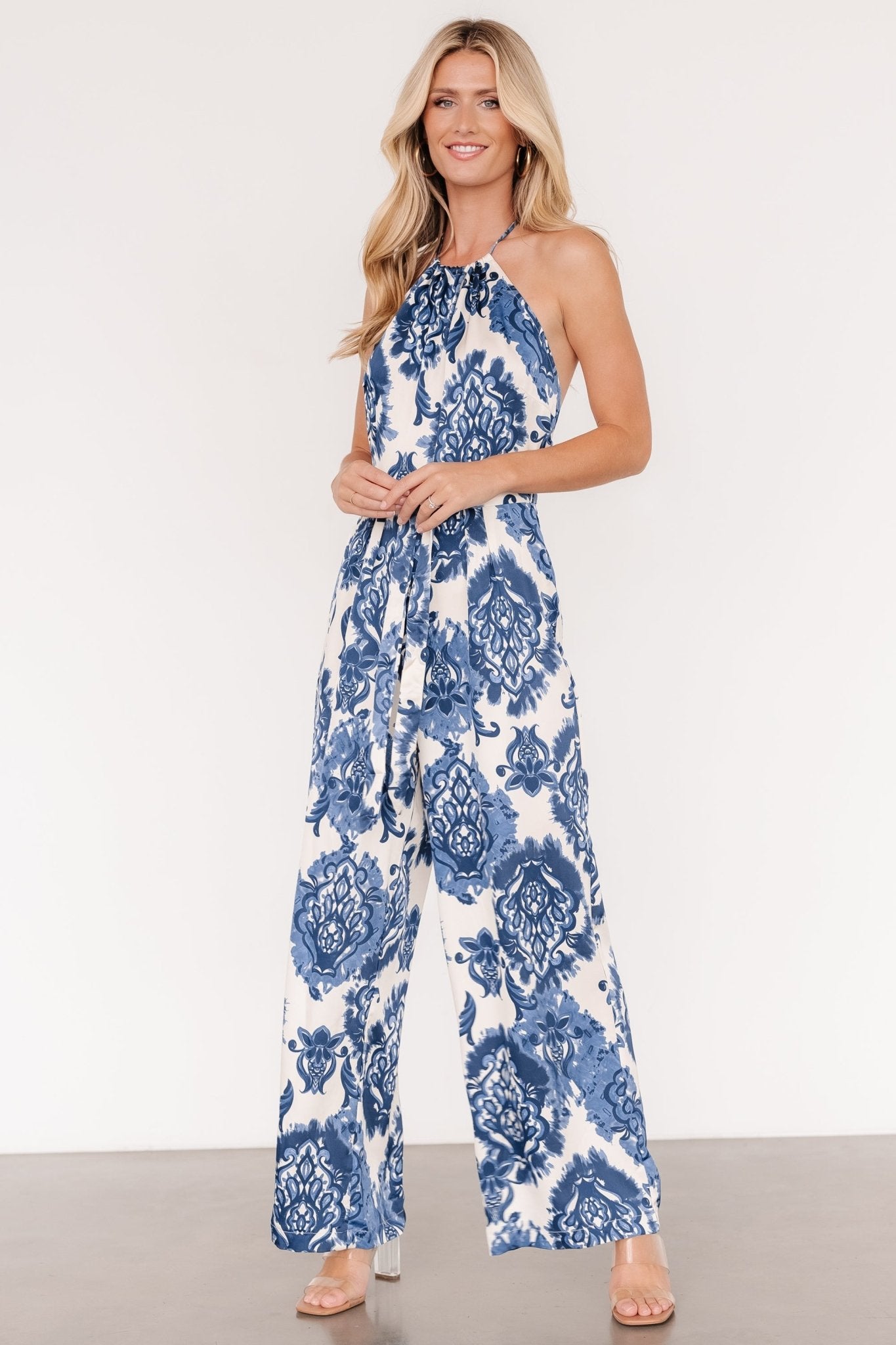 Korra Satin Jumpsuit | Blue Print - Baltic Born