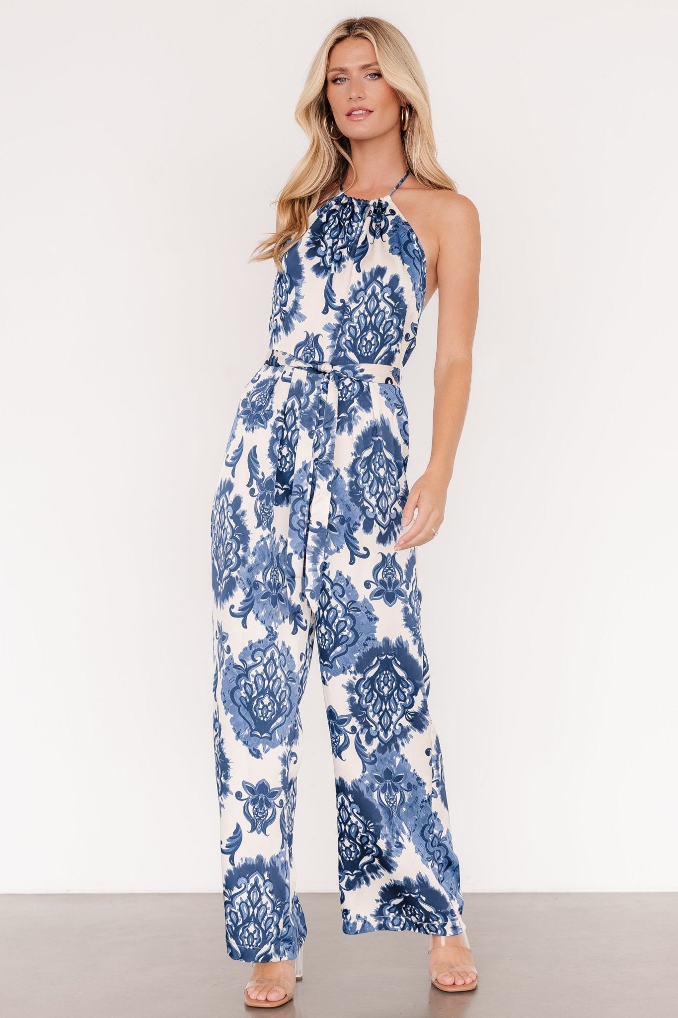 Korra Satin Jumpsuit | Blue Print - Baltic Born