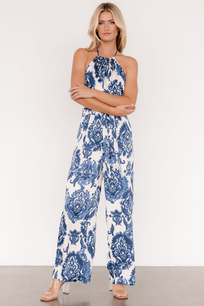 Korra Satin Jumpsuit | Blue Print - Baltic Born