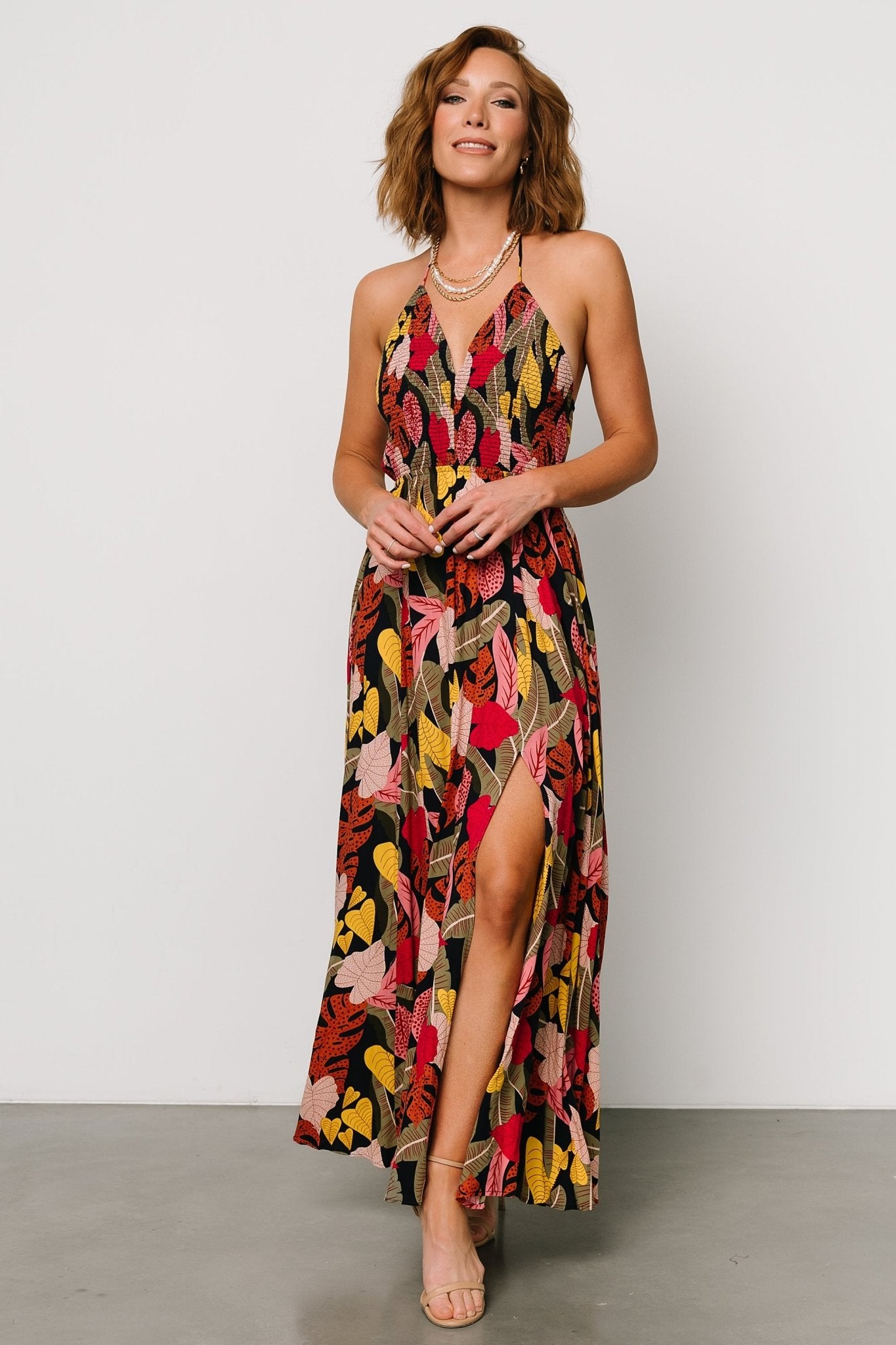 Kota Halter Maxi Dress | Navy Multi Print - Baltic Born