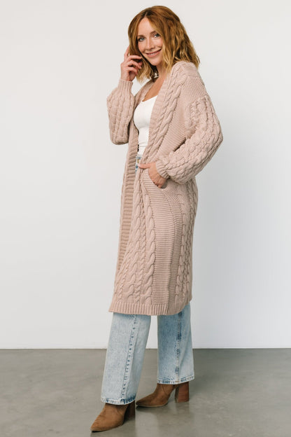 Kristen Cable Knit Cardigan | Taupe - Baltic Born