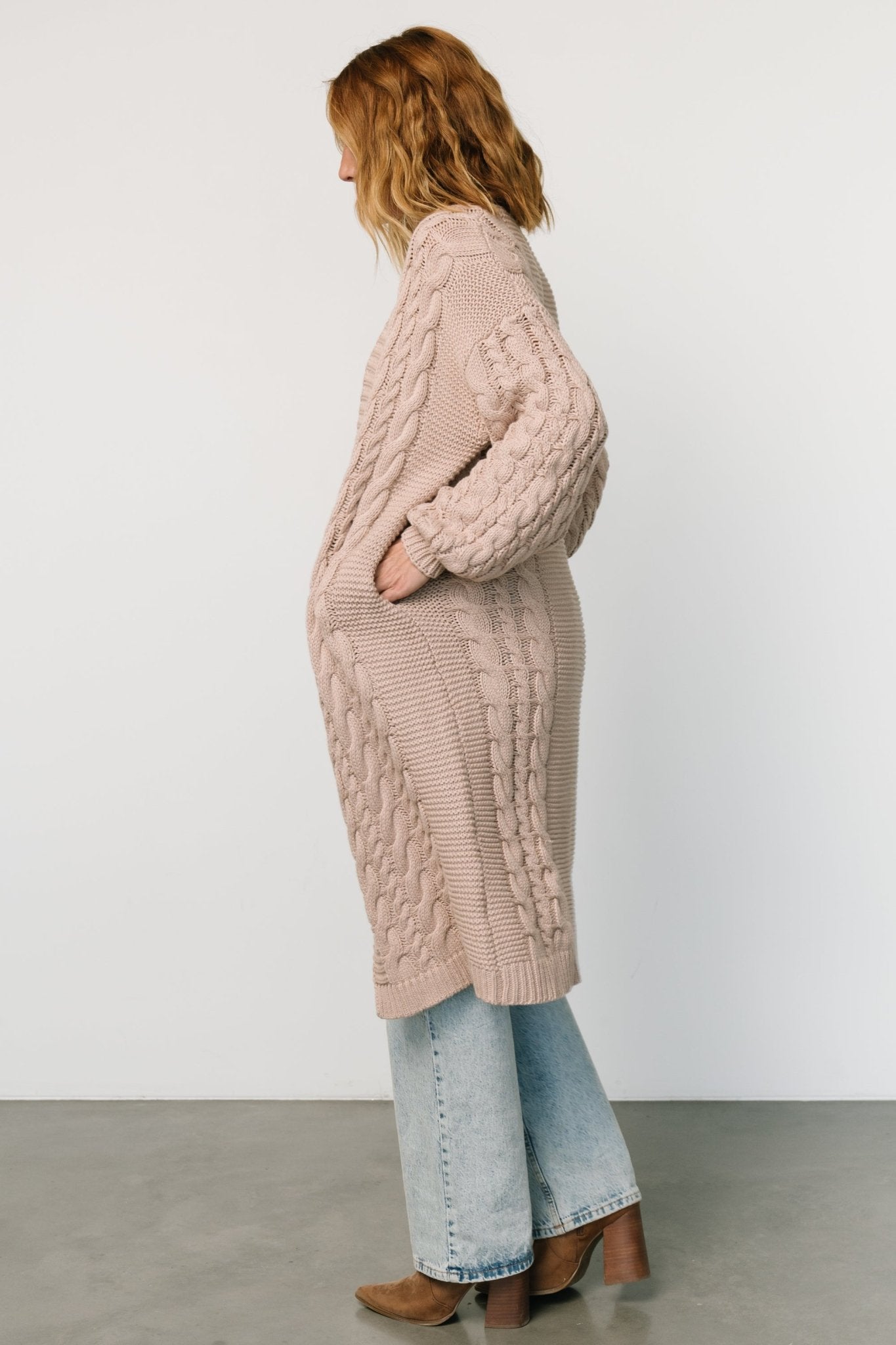 Kristen Cable Knit Cardigan | Taupe - Baltic Born