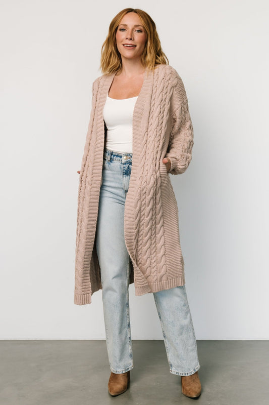 Kristen Cable Knit Cardigan | Taupe - Baltic Born