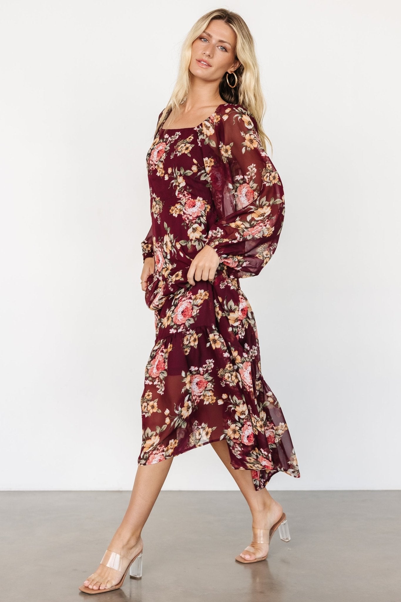 Kristy Maxi Dress | Wine Floral - Baltic Born