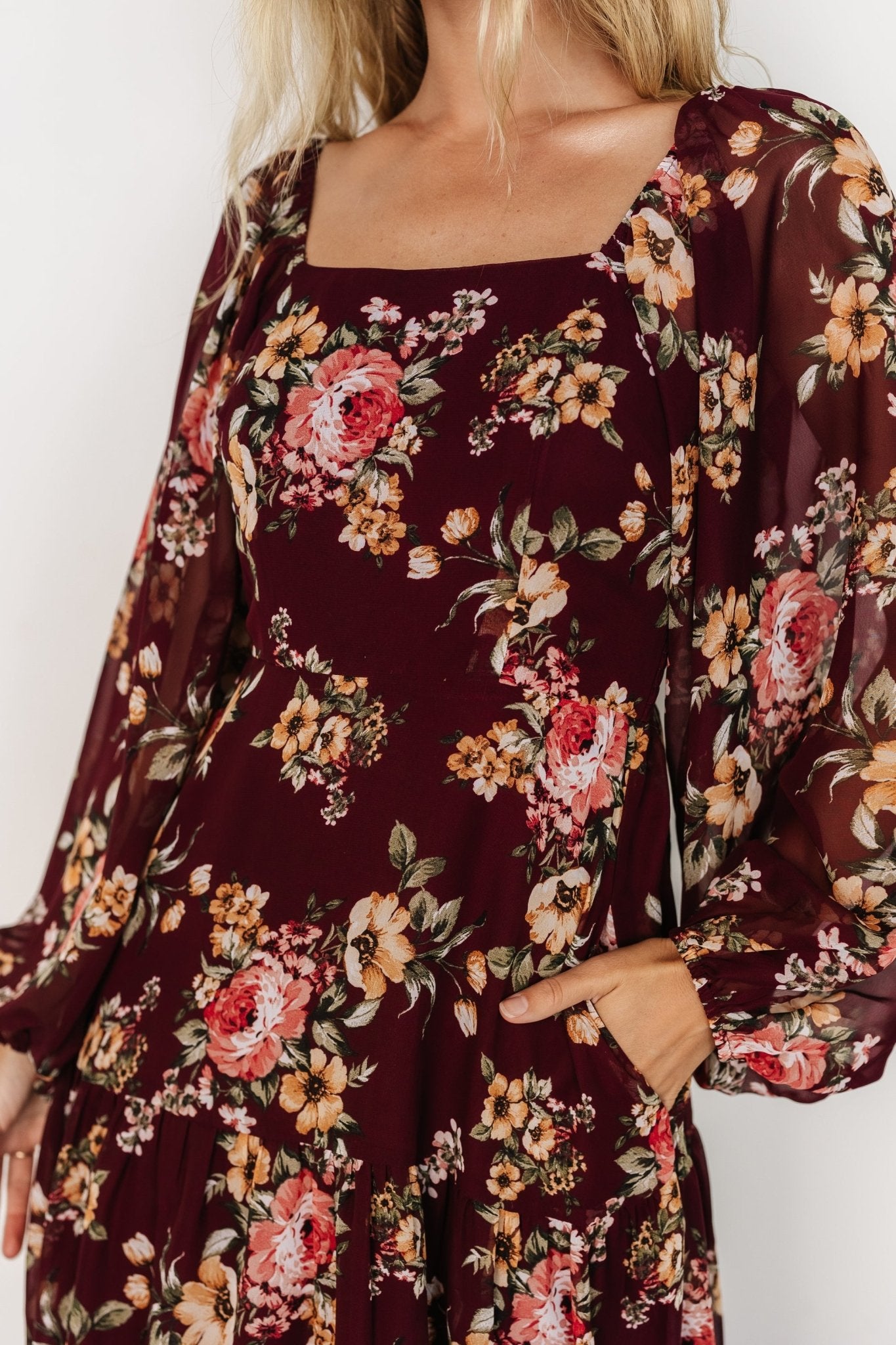 Kristy Maxi Dress | Wine Floral - Baltic Born