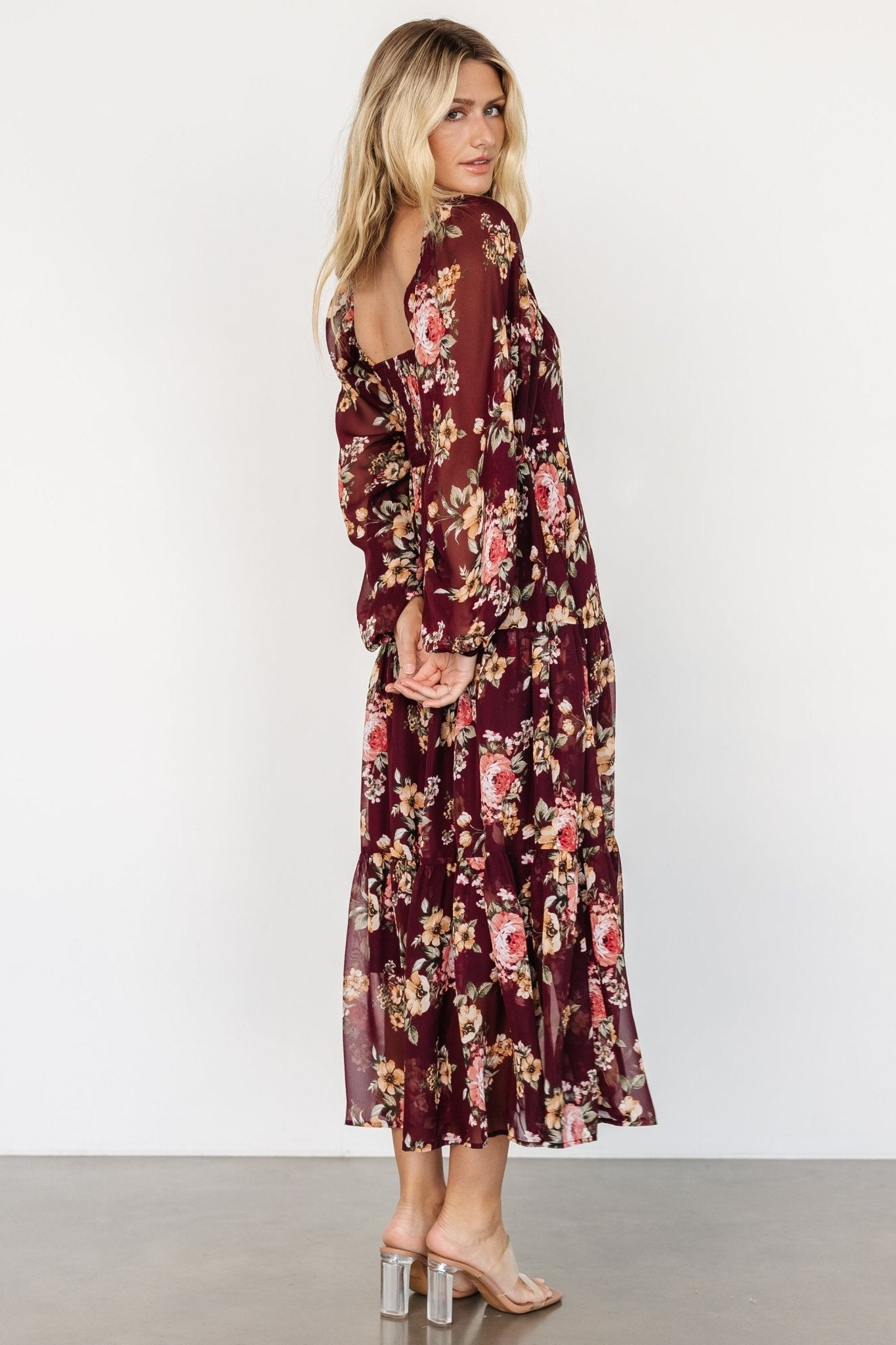 Kristy Maxi Dress | Wine Floral - Baltic Born