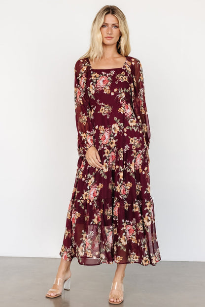 Kristy Maxi Dress | Wine Floral - Baltic Born