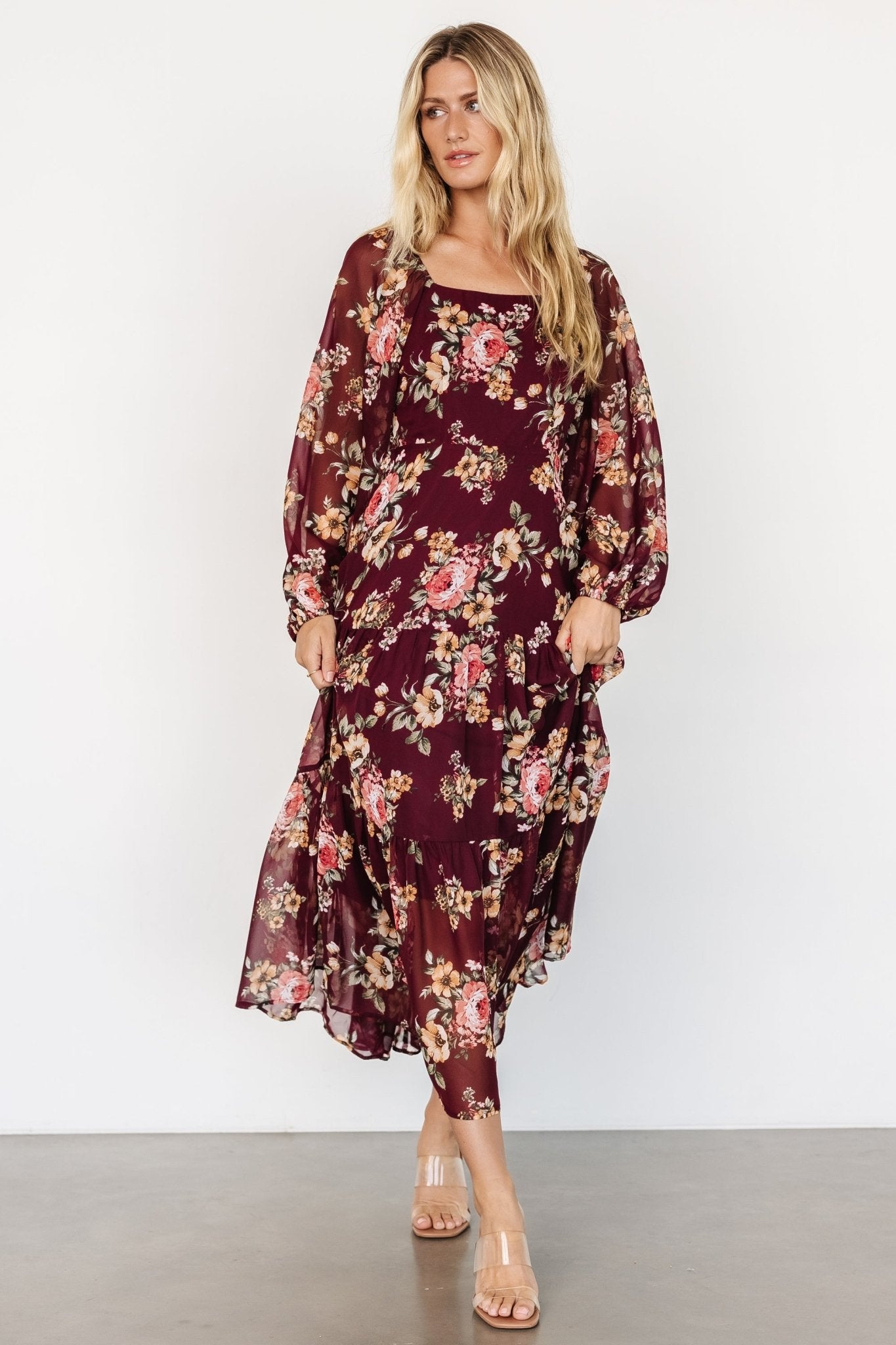 Kristy Maxi Dress | Wine Floral - Baltic Born