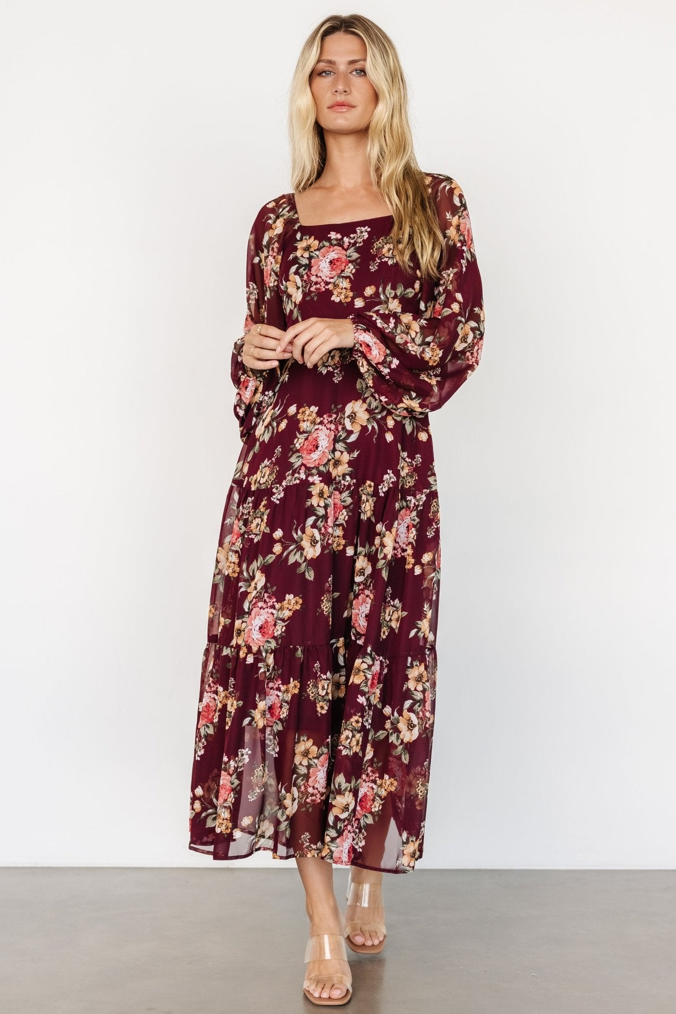 Kristy Maxi Dress | Wine Floral - Baltic Born