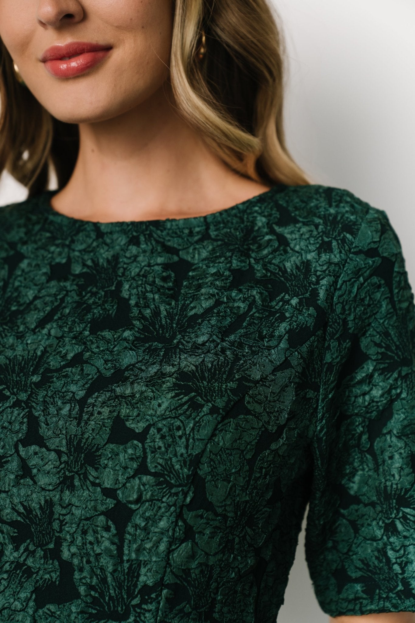 Kya Embossed Midi Dress | Emerald Green - Baltic Born