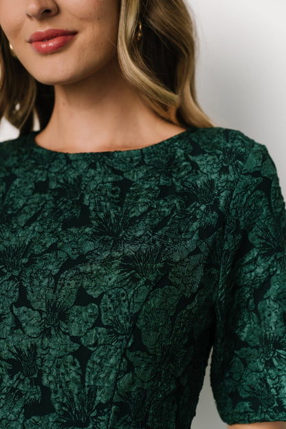 Kya Embossed Midi Dress | Emerald Green - Baltic Born