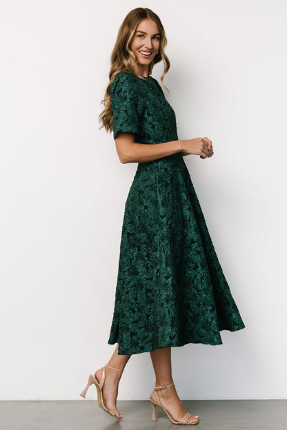 Kya Embossed Midi Dress | Emerald Green - Baltic Born