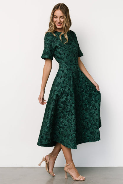 Kya Embossed Midi Dress | Emerald Green - Baltic Born