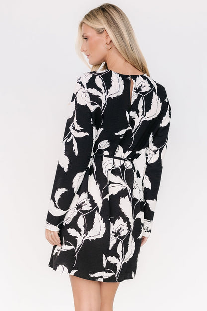 Kyoto Short Dress | Black + White Floral - Baltic Born