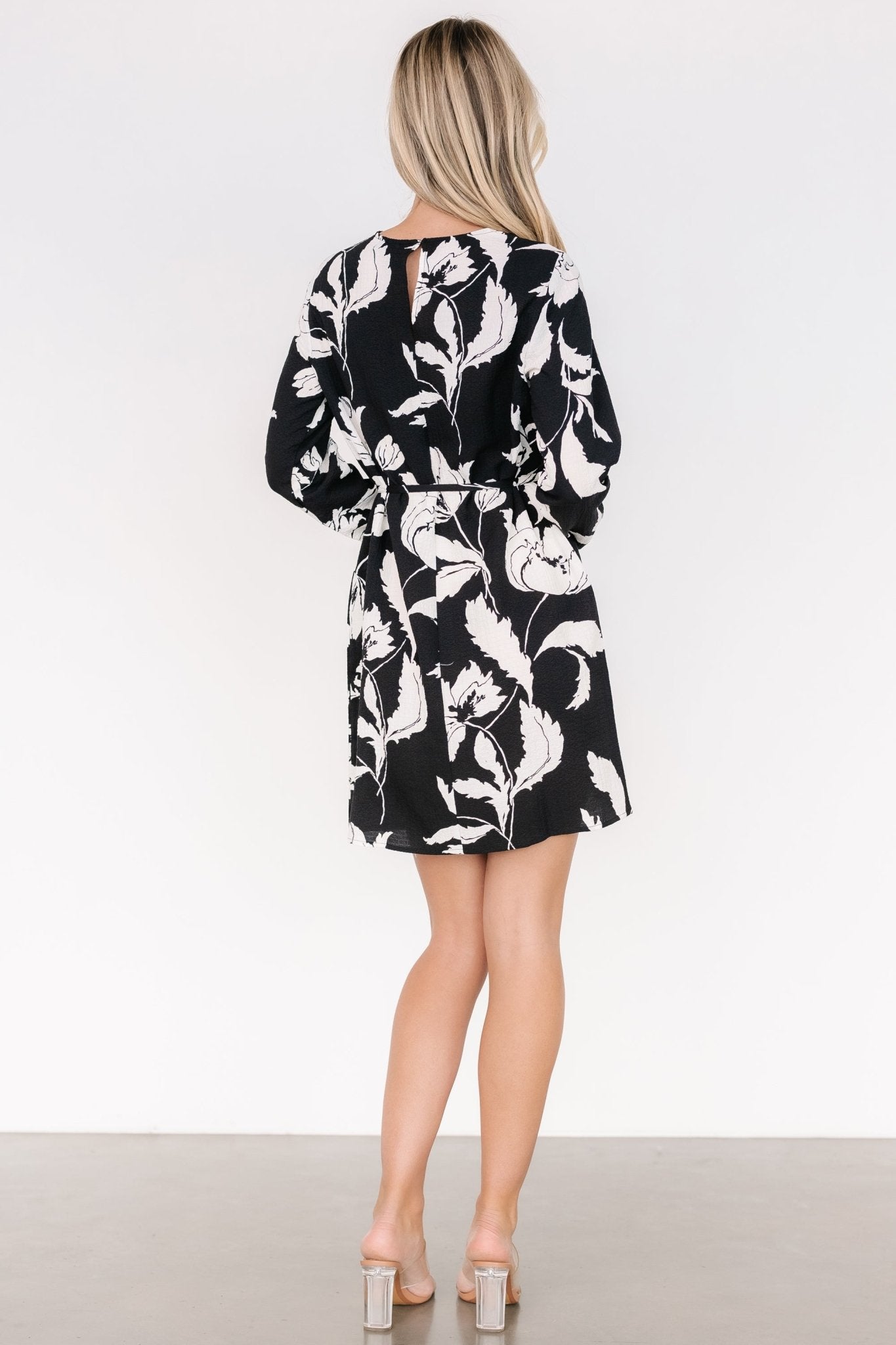 Kyoto Short Dress | Black + White Floral - Baltic Born