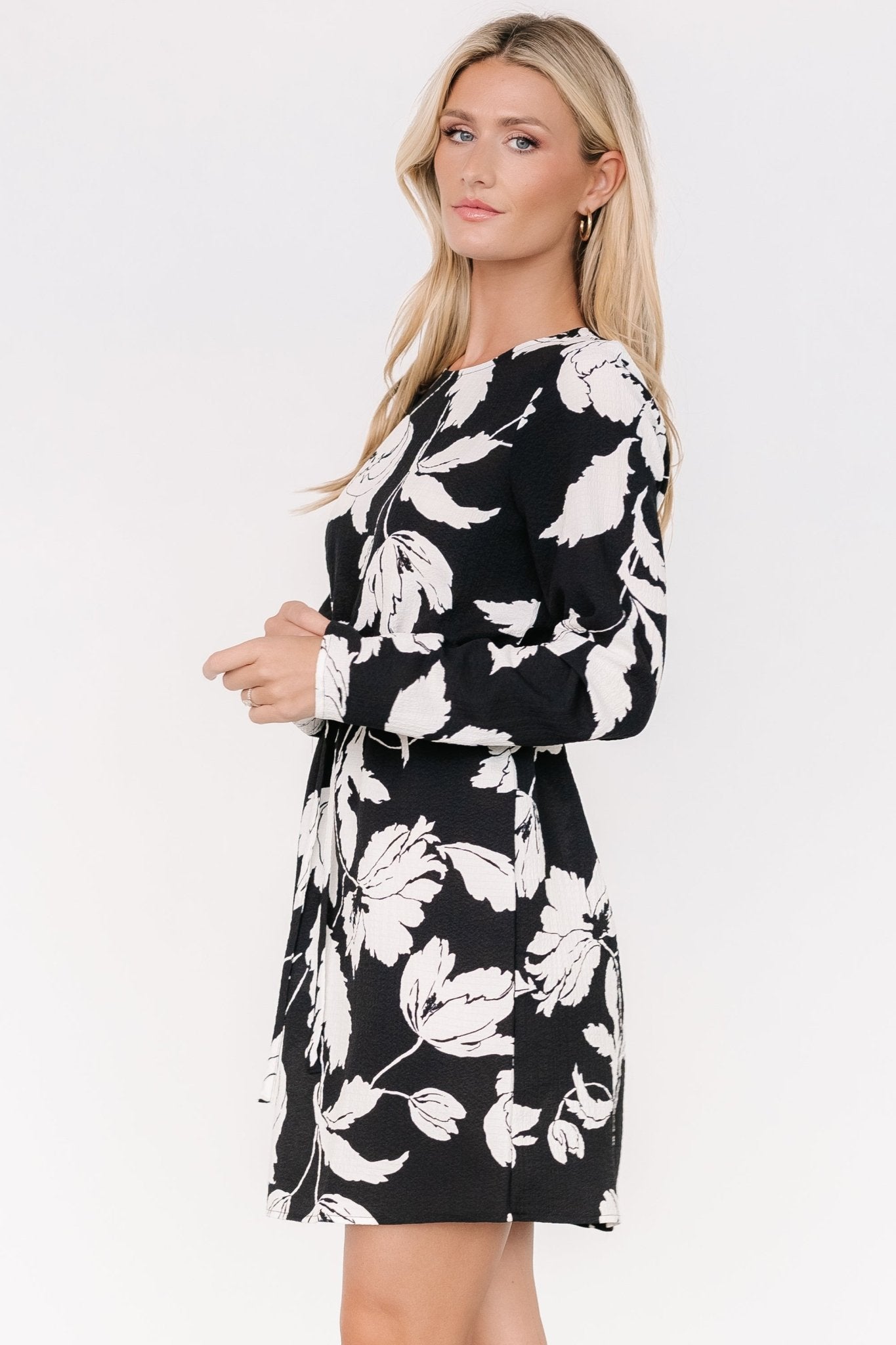 Kyoto Short Dress | Black + White Floral - Baltic Born