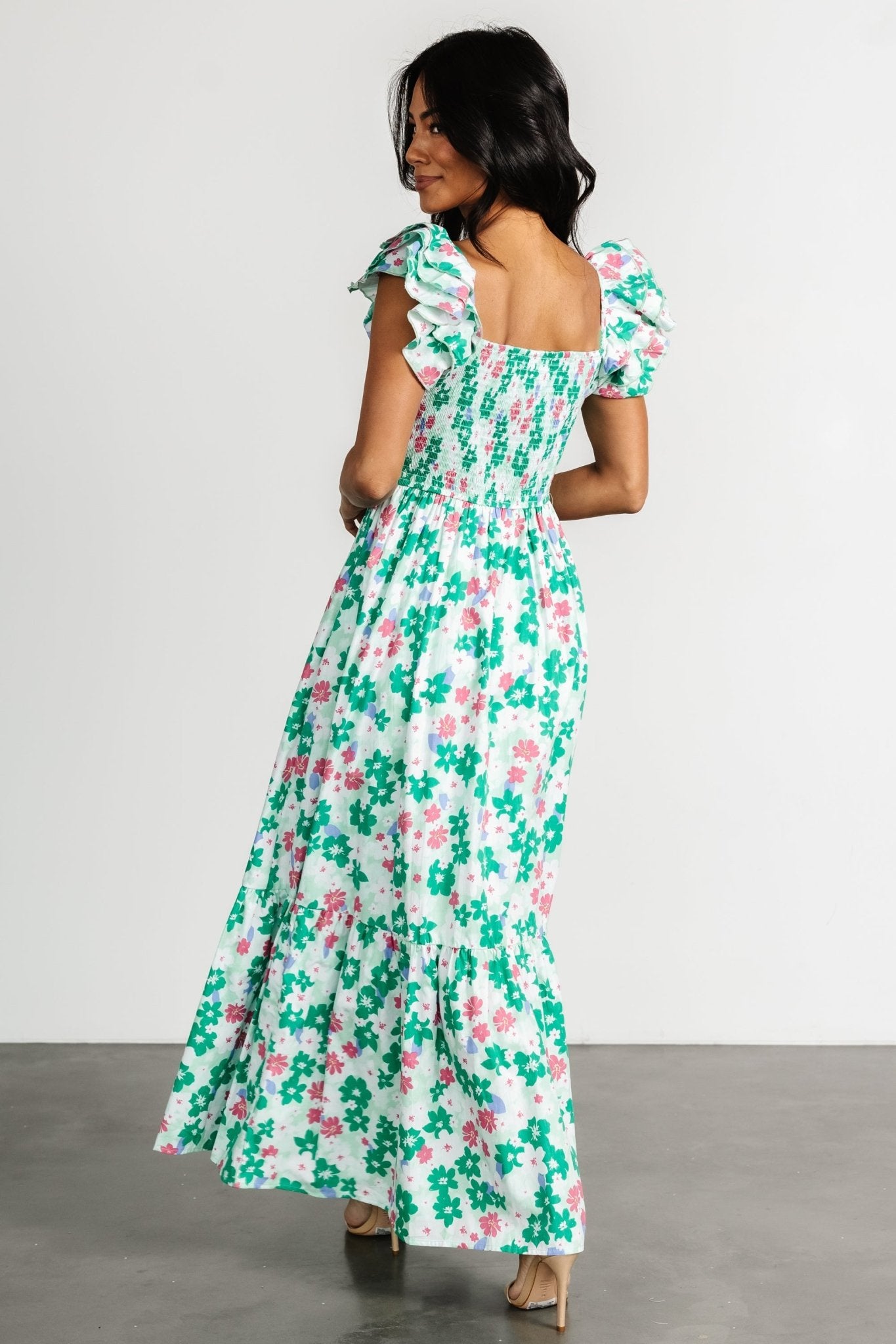 Laguna Smocked Maxi Dress | Green Floral - Baltic Born