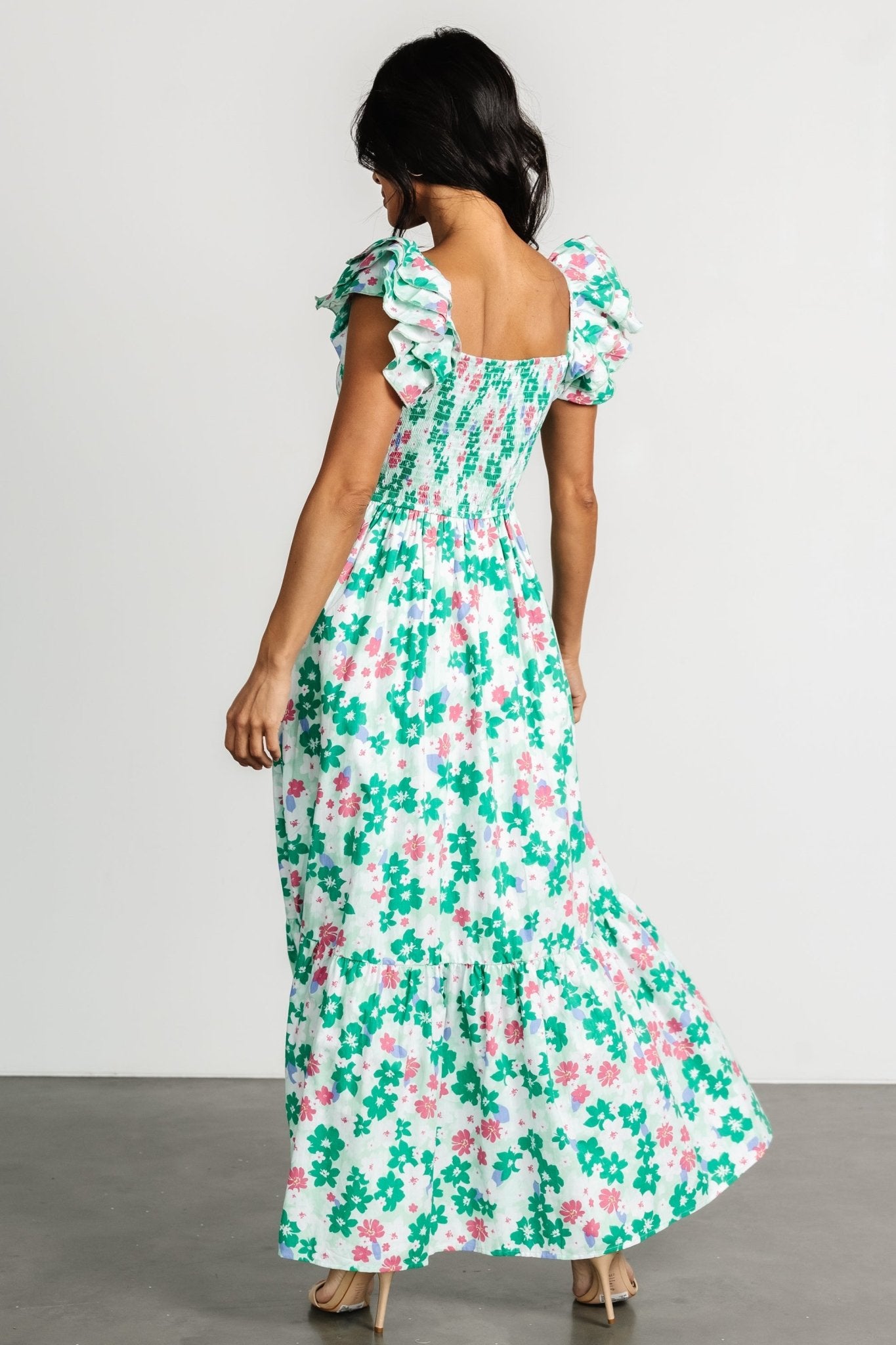 Laguna Smocked Maxi Dress | Green Floral - Baltic Born