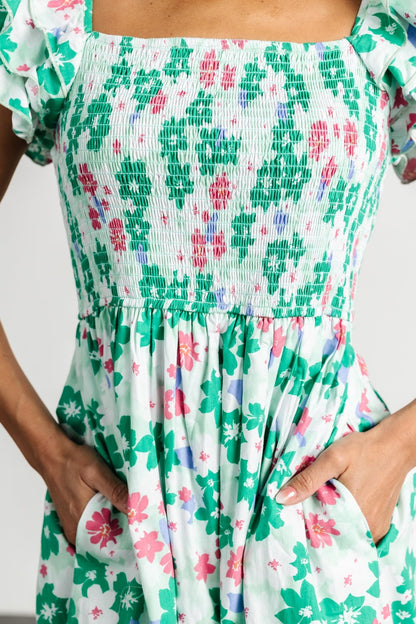 Laguna Smocked Maxi Dress | Green Floral - Baltic Born