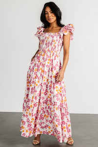 Laguna Smocked Maxi Dress | Pink Floral | Baltic Born