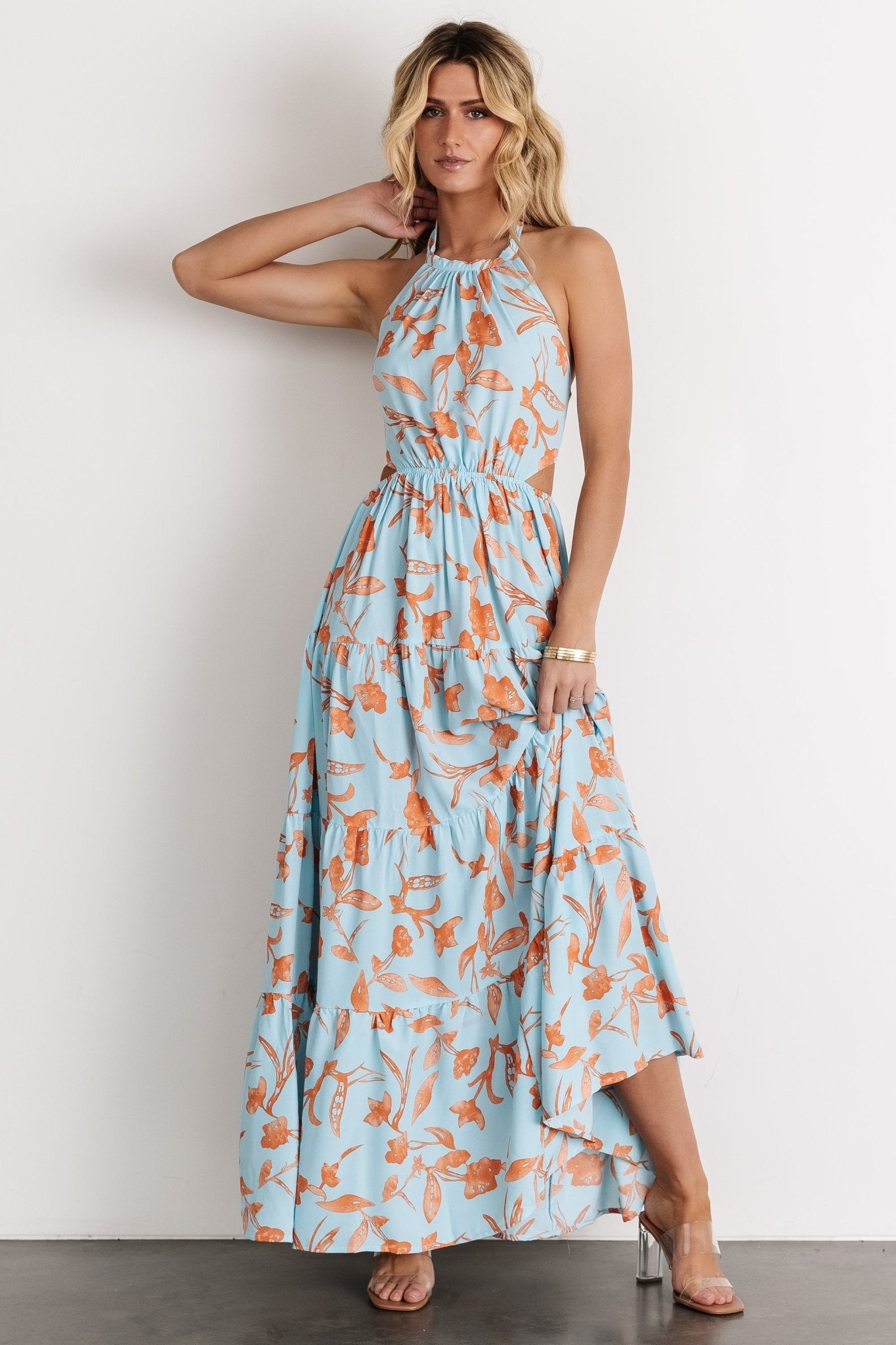 Laie Back Tie Maxi Dress | Blue + Orange - Baltic Born