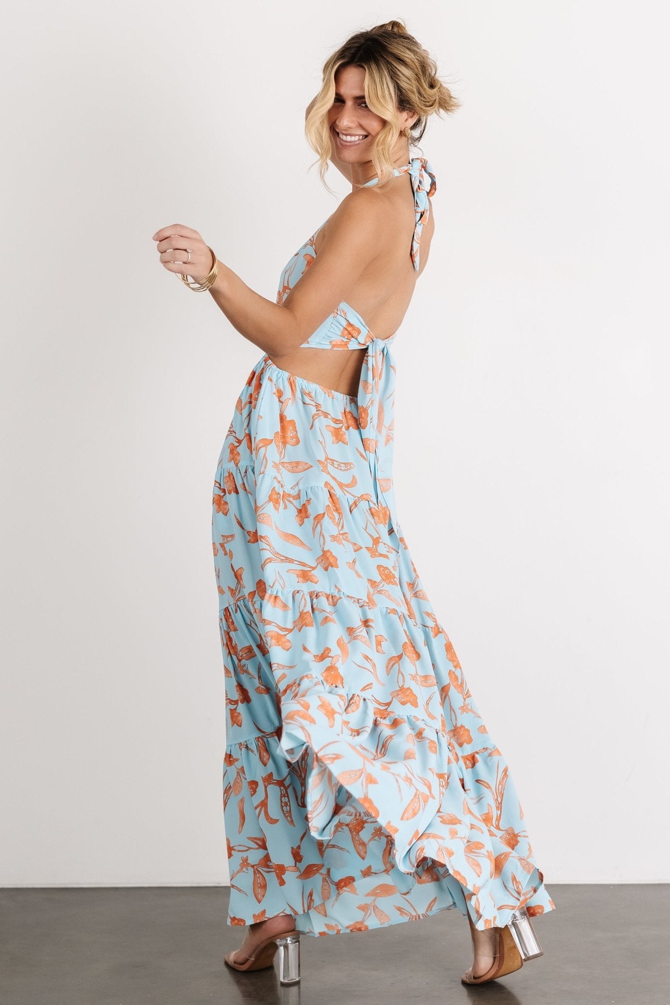 Baltic Born Womens Laie Back Tie Maxi Dress | Blue + Orange | Size: XL Baltic Born Womens Laie Back Tie Maxi Dress | Blue + Orange | Size: XL