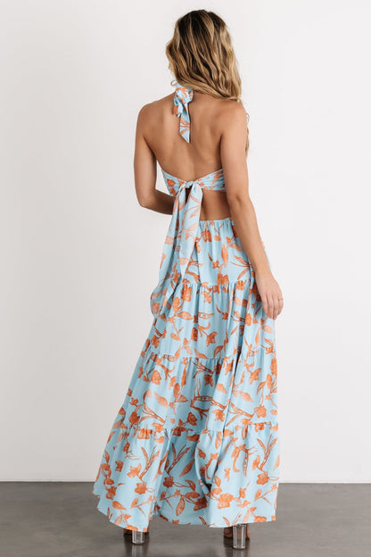 Laie Back Tie Maxi Dress | Blue + Orange - Baltic Born