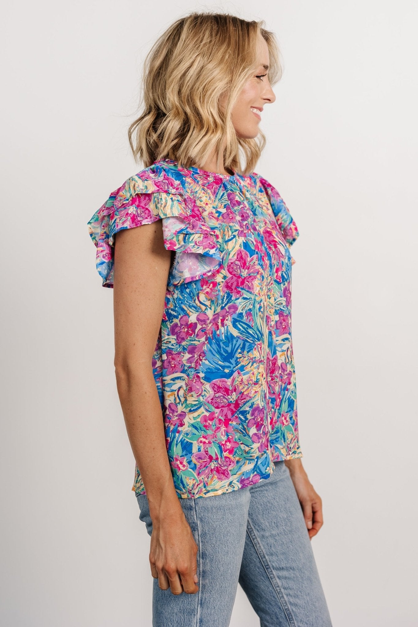 Lakely Top | | Blue + Pink Multi - Baltic Born