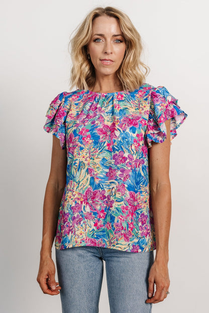 Lakely Top | | Blue + Pink Multi - Baltic Born