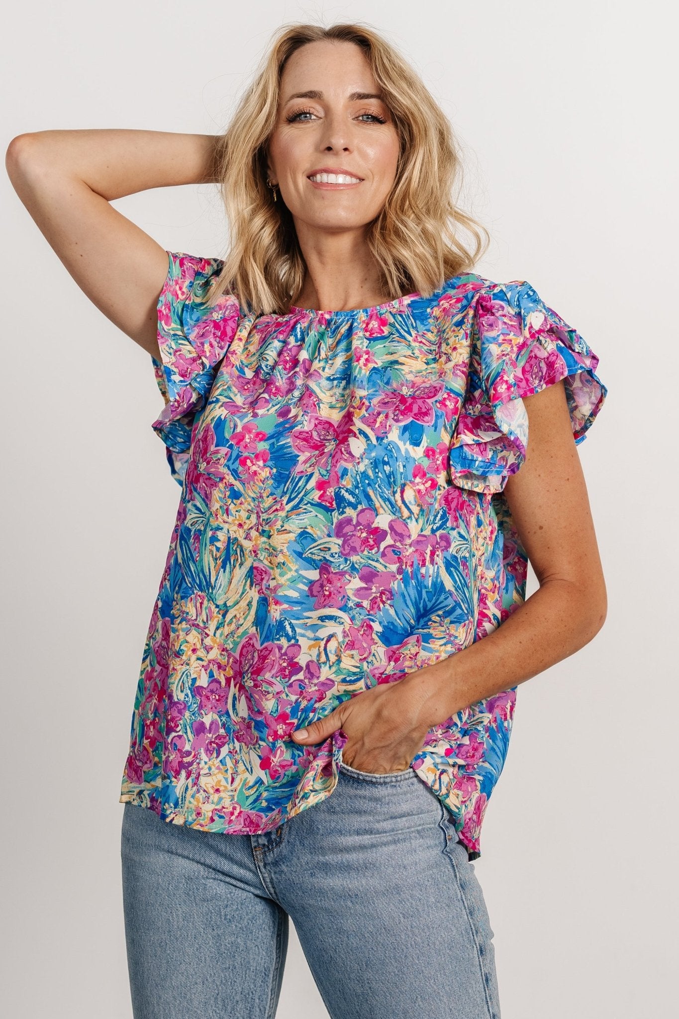 Lakely Top | | Blue + Pink Multi - Baltic Born