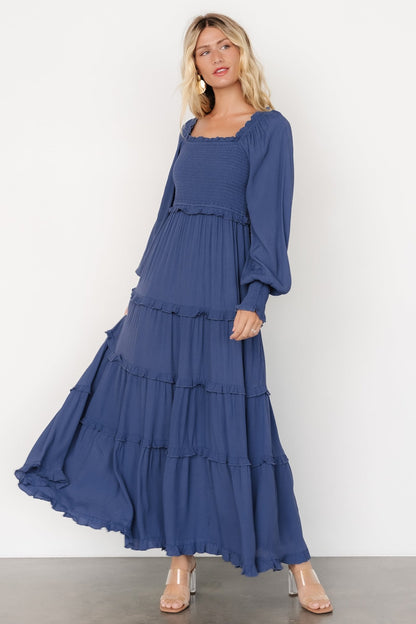 Lana Smocked Maxi Dress | Blue - Baltic Born