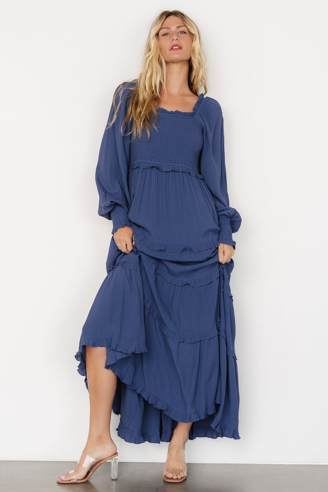 Lana Smocked Maxi Dress | Blue - Baltic Born