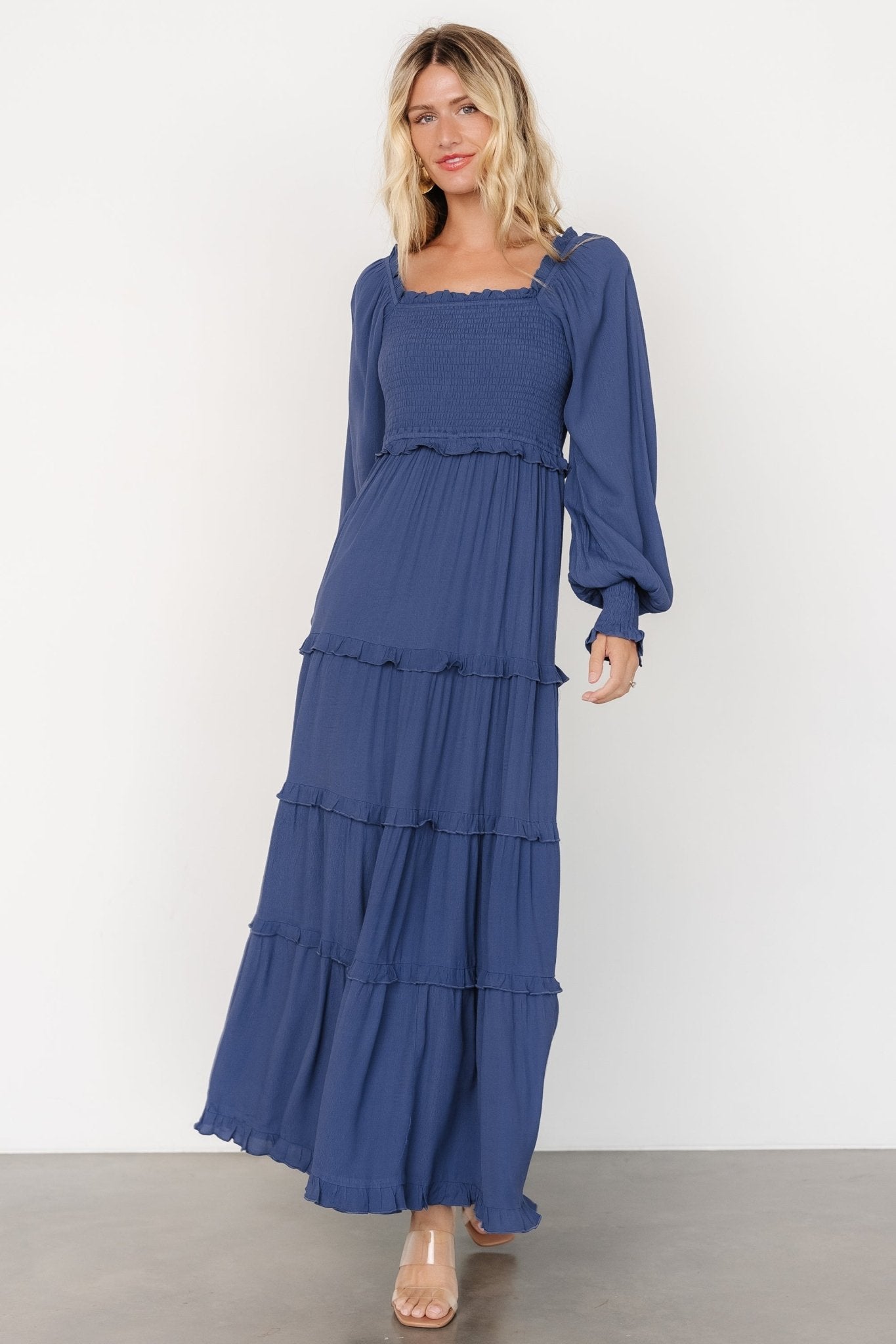 Lana Smocked Maxi Dress | Blue - Baltic Born