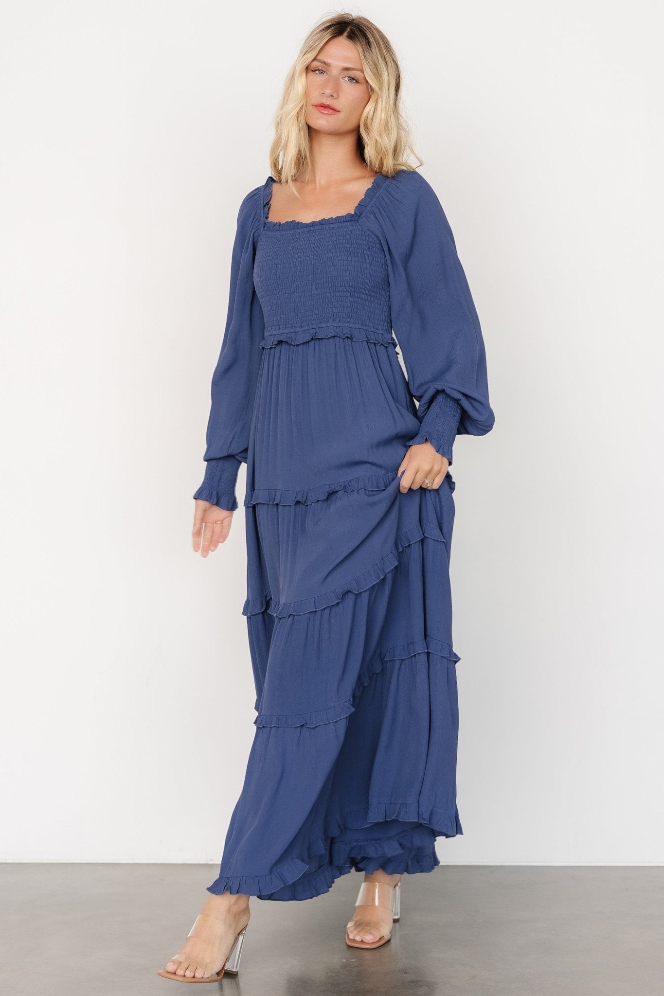 Lana Smocked Maxi Dress | Blue - Baltic Born