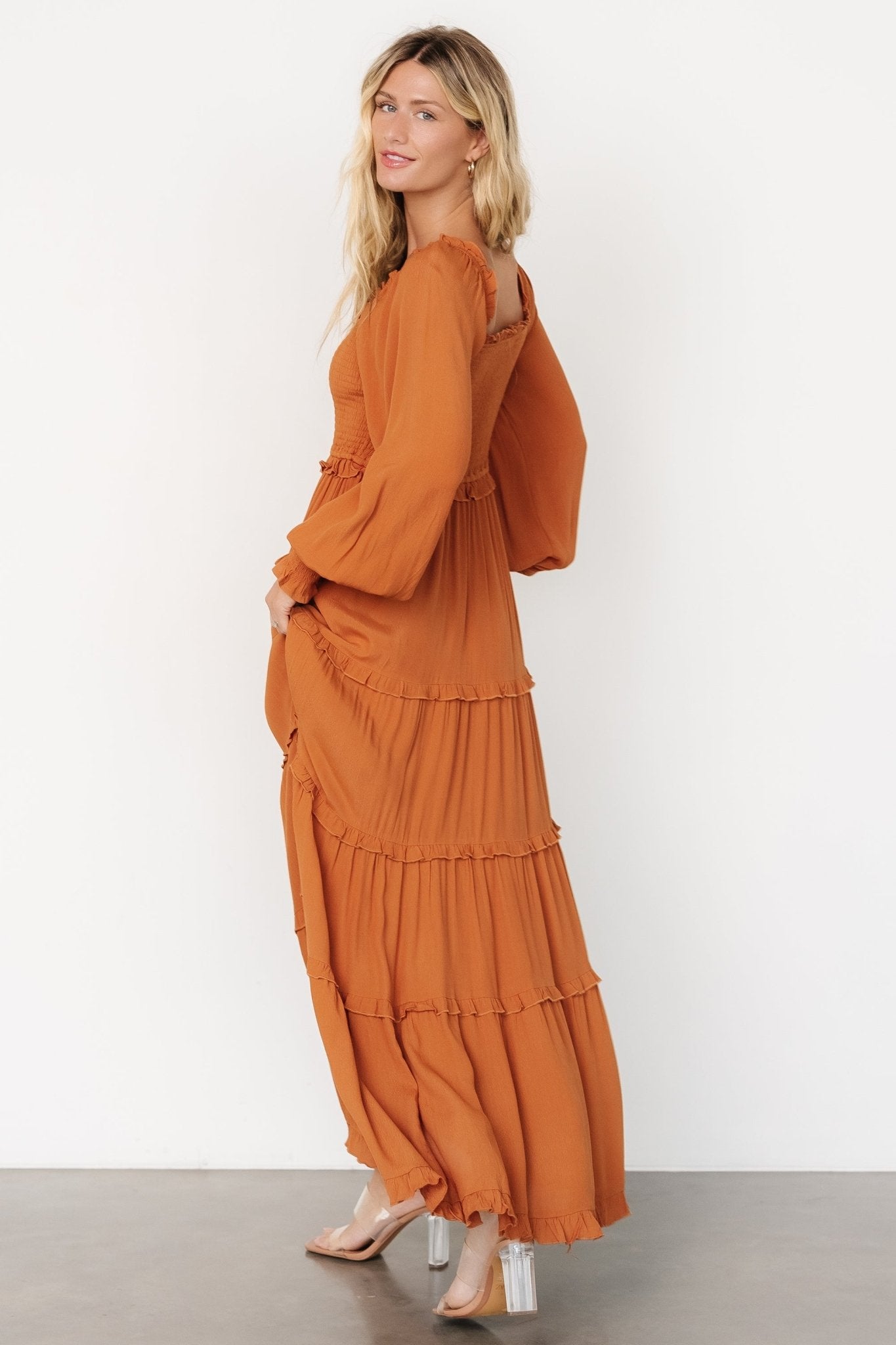 Lana Smocked Maxi Dress | Dark Green
