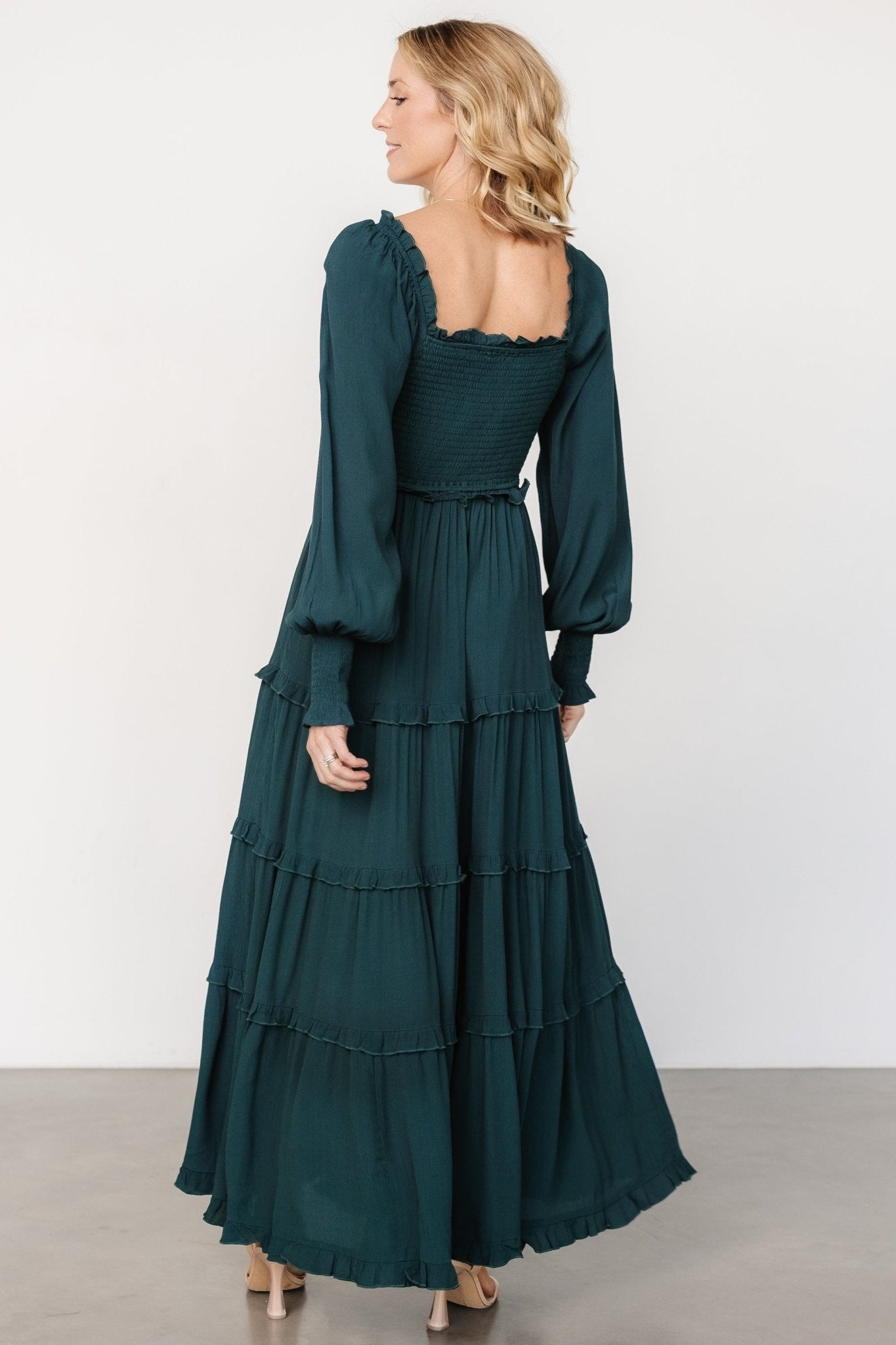 Lana Smocked Maxi Dress | Dark Green - Baltic Born