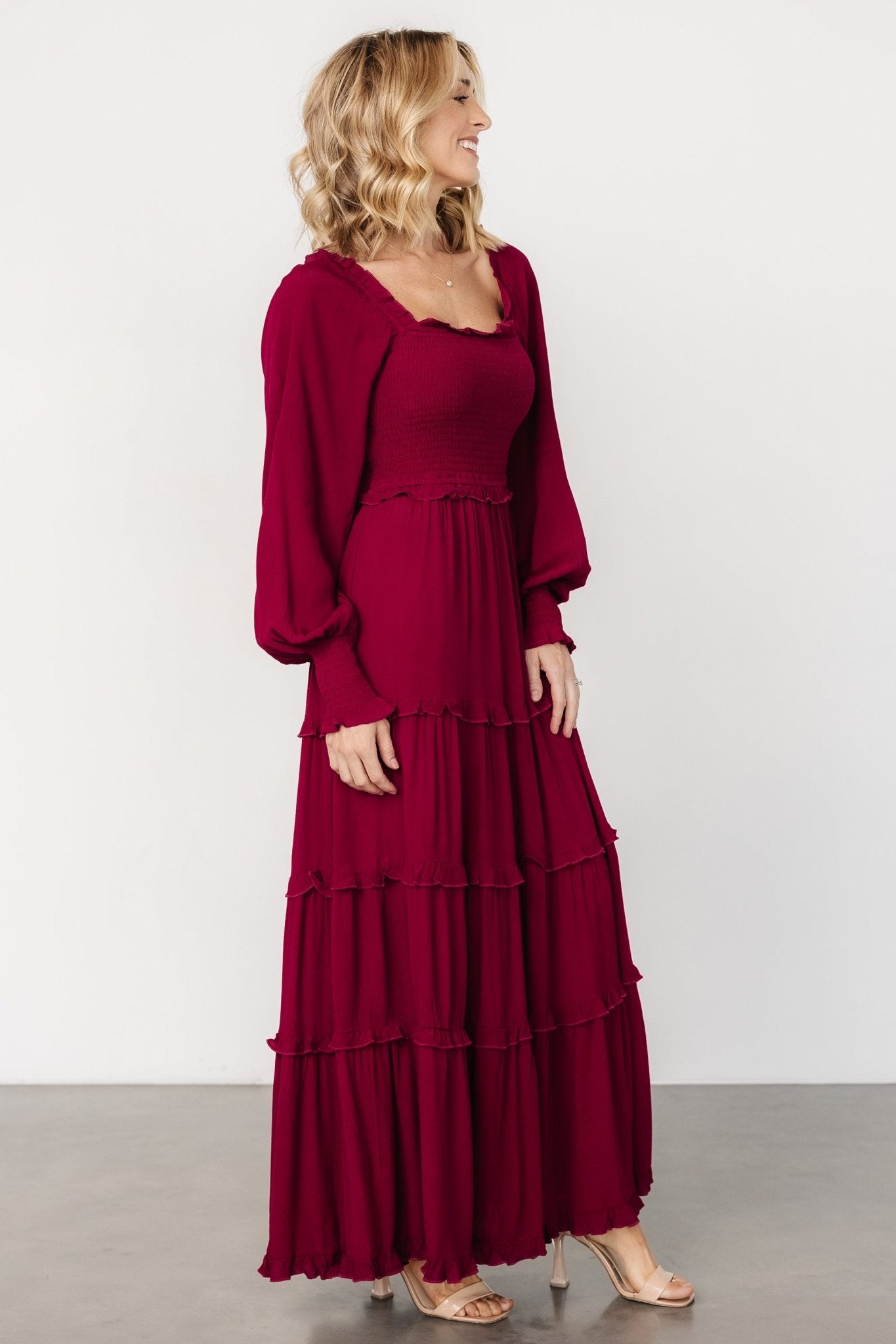 Lana Smocked Maxi Dress | Merlot - Baltic Born